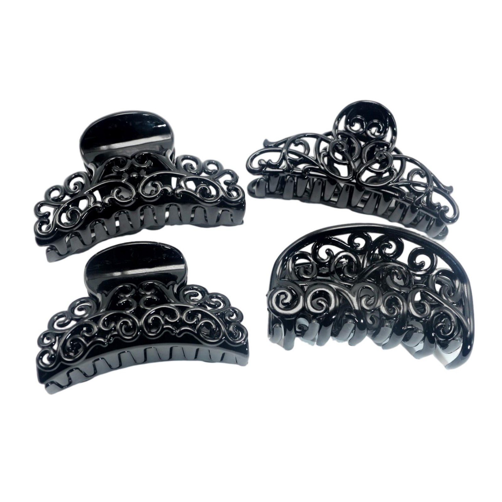 Hair Clip Claw Large - 4 szt. Czarne plastikowe klamry do