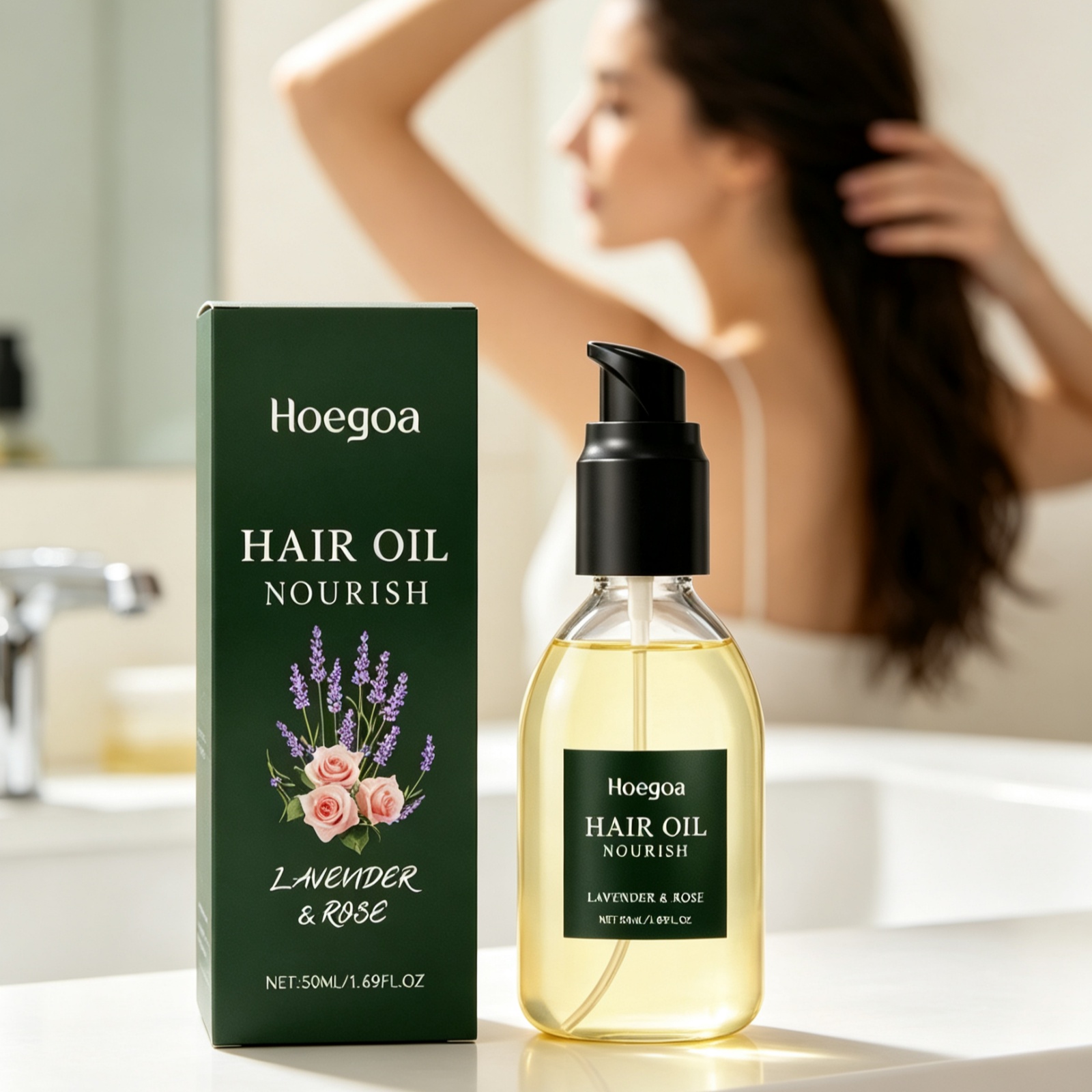 Hair Care Natural Ingredients - ﻿ Hoegoa Lawendowo-Różany Olejek do Pielęgnacji